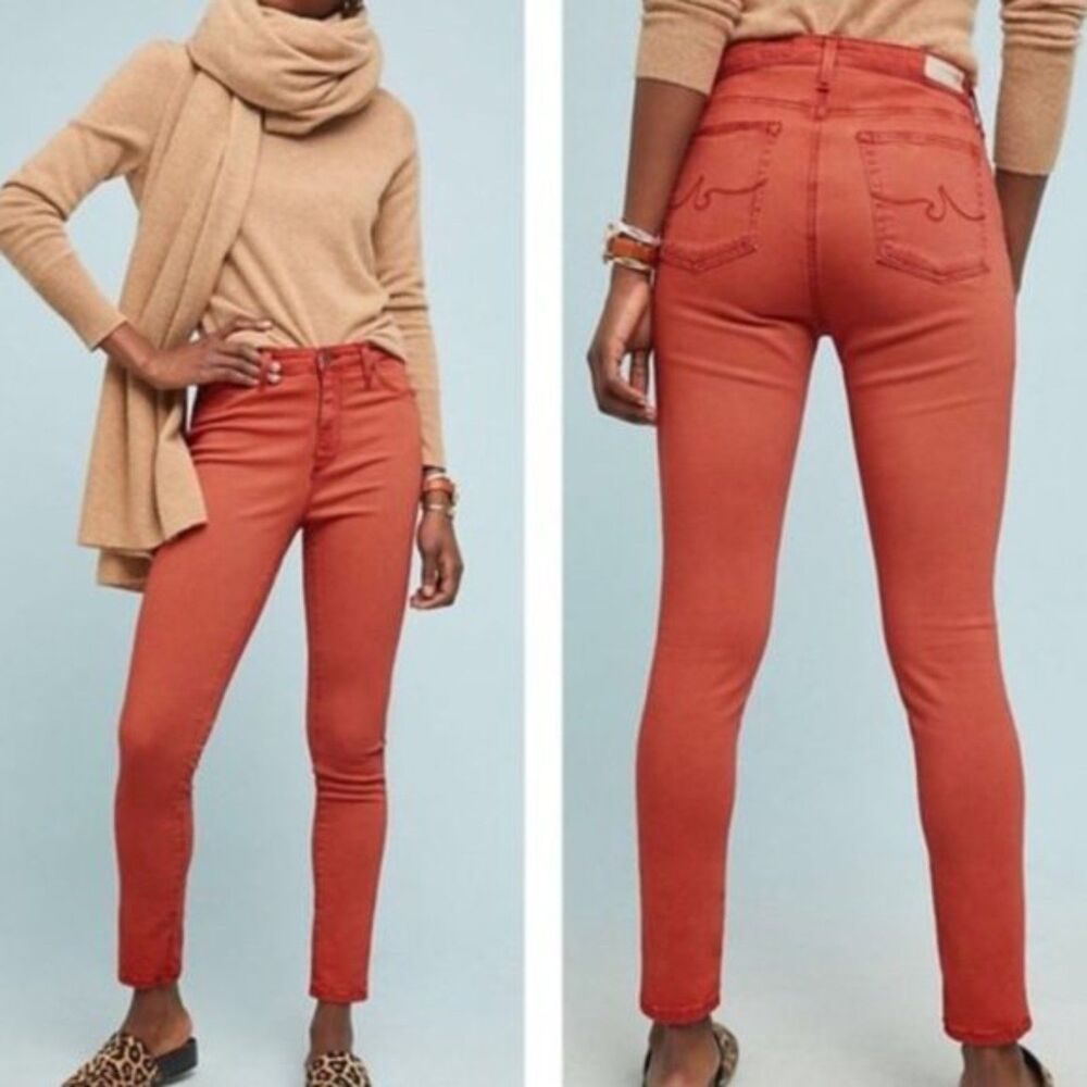 AG ADRIANO GOLDSCHMIED The High Rise Abbey Burnt Orange Ankle Super Skinny Sz 29